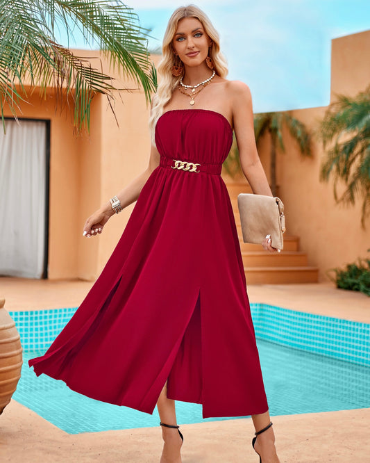 10Through Red Fire Beach Dress